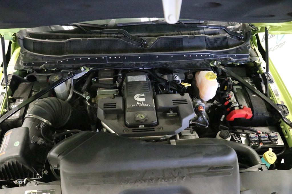 Engine bay of a vehicle ready for a coolant change